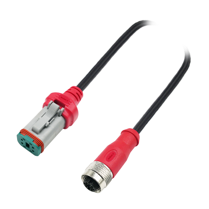 Amphenol connector to M12 4pins female straight cable